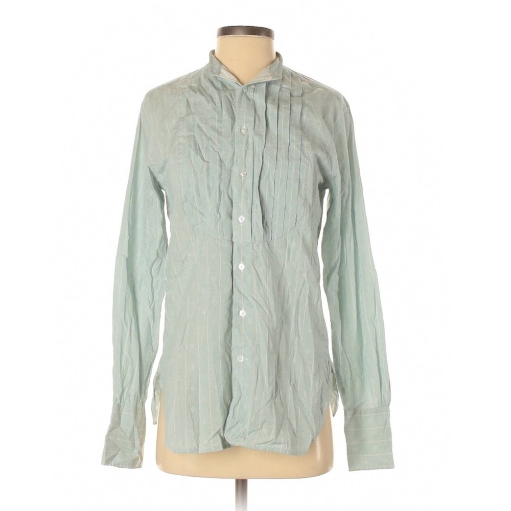 EUC! Ralph Lauren Blue & White Cotton Long Sleeve Button-Down Shirt Size 2